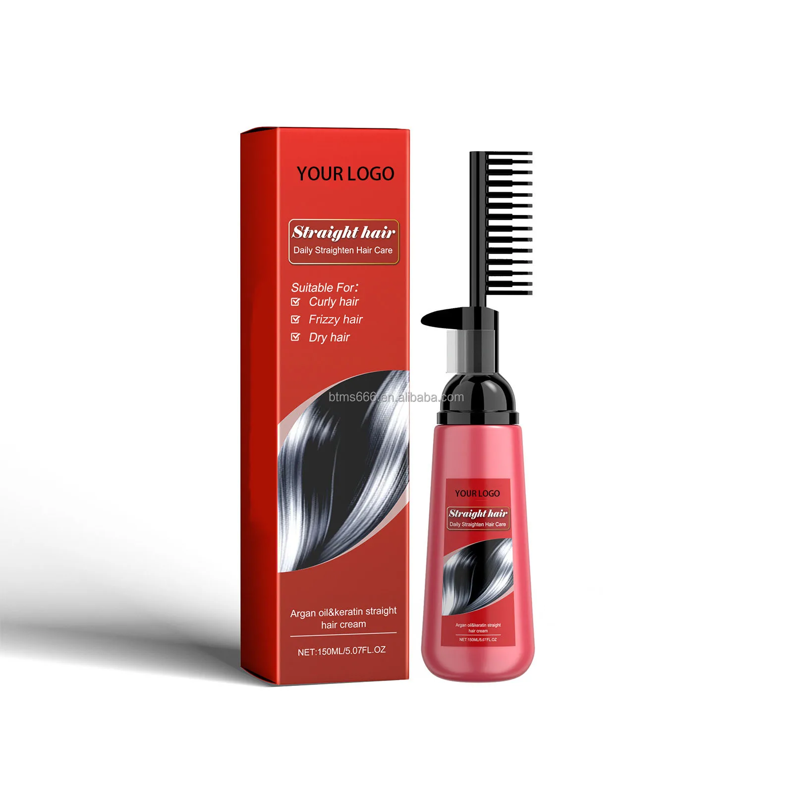 150ml Argan Oil Smoothing Shiny Hair Straightener Cream Natural Straight Hair Relaxer Cream for Woman Straightening Hair