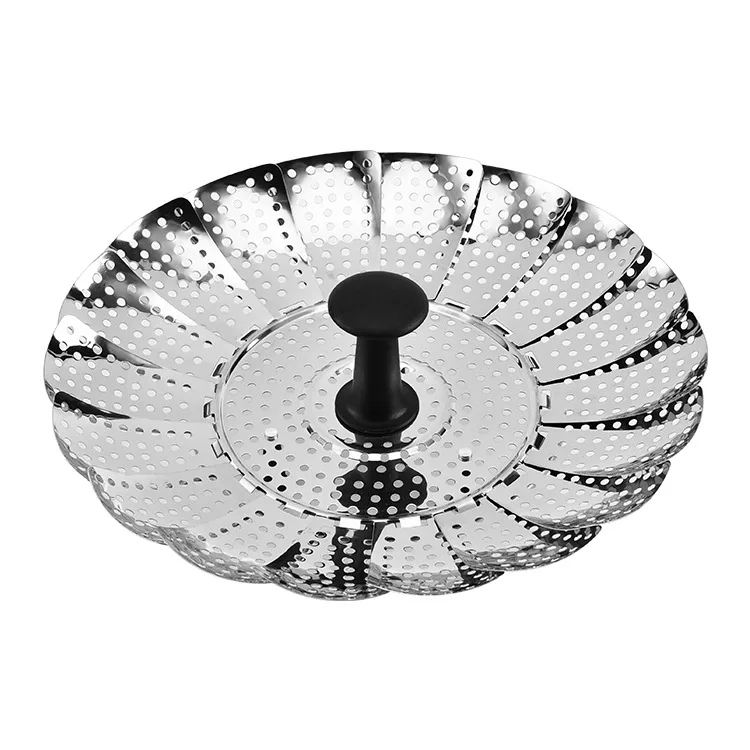 Collapsible Vegetable Steamer Basket- Food Safe Round Stainless Steel Steaming Tray - Fits Large and Small Pans, Pots, Instant P