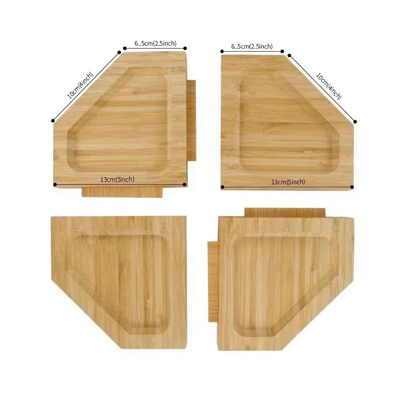 Bamboo Detachable Double Dish Tray Fruit Food Storage and Snack Bowl Server for Birthday Wood Wood Nuts Pistachio Tray