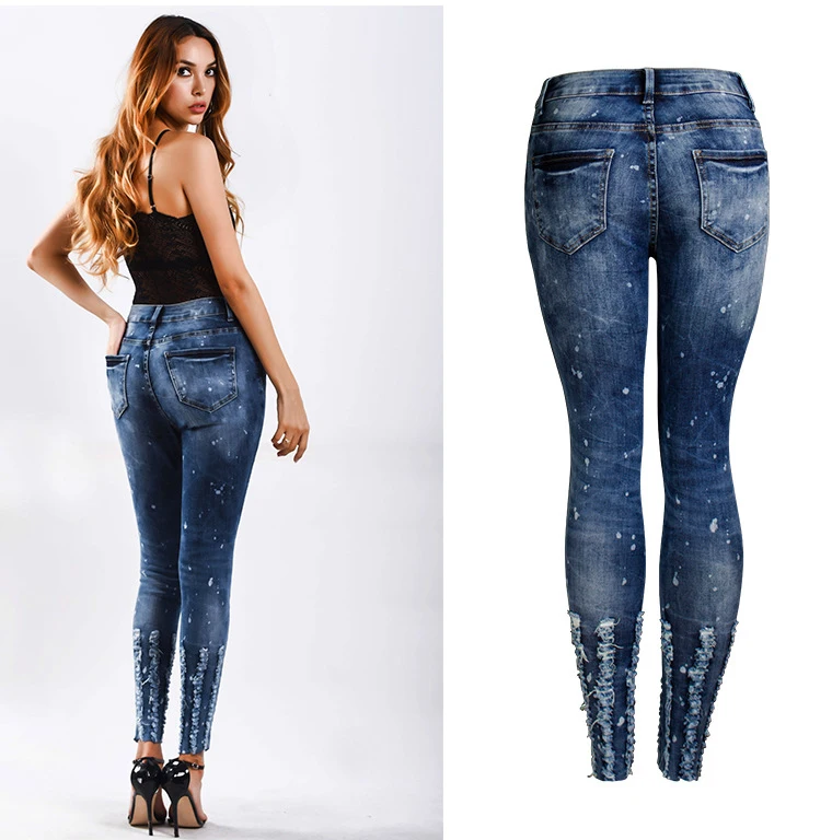Factory price fashion wash denim skinny brazilian jeans for women