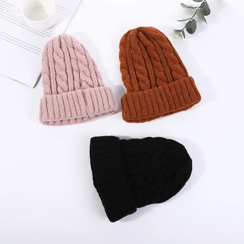 Custom Logo Beanie Hat Japanese Warm Wool Cap High Quality Winter Hats Wholesale Korean new Knitted Cap Fashion Pullover Hats