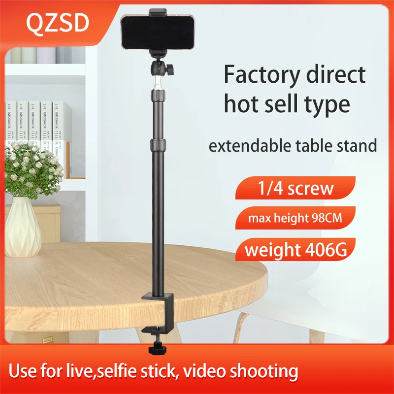 QZSD multifunctional extendable table stand for light lamp  aluminum live  holder  49-98cm adjustable  table support tripod