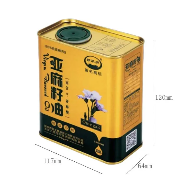 Custom olive oil packaging tin can 1L Rectangular Tin Can with Printing Food Grade Metal Oil Container