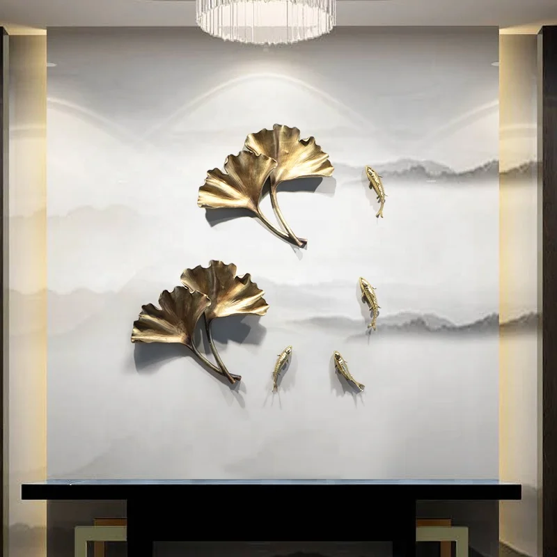 Metal Copper crafts 6 Inch Gold Fish Wall Art Decoration