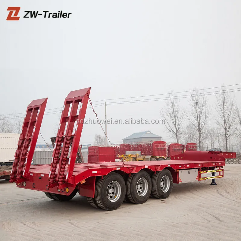 3 axles Customized Machinery Transport 60Ton Lowboy Lowbed Low bed Semi Trailer