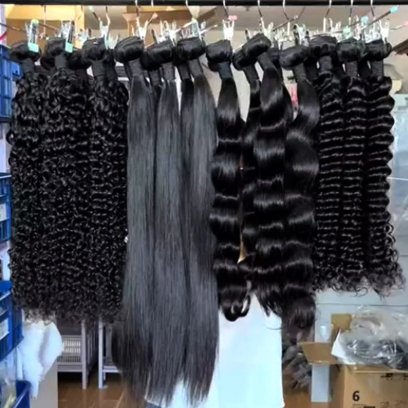 Curly Deep Wave Human Hair Bundles Double Weft Raw Hair 100% Brazilian Human Hair Bundle Weaving Extensions