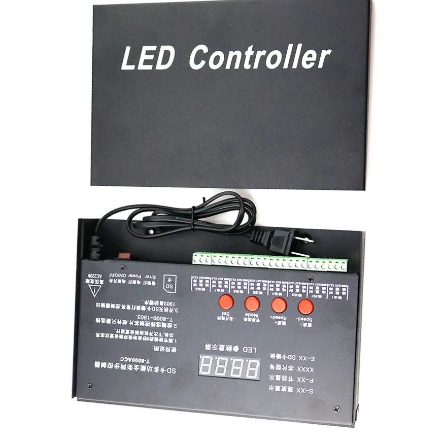 8192 пикселей T8000 T-8000A AC220V/110V SD карты DC5V контроллер для WS2801 WS2812B WS2811 LPD8806 цветных (RGB)