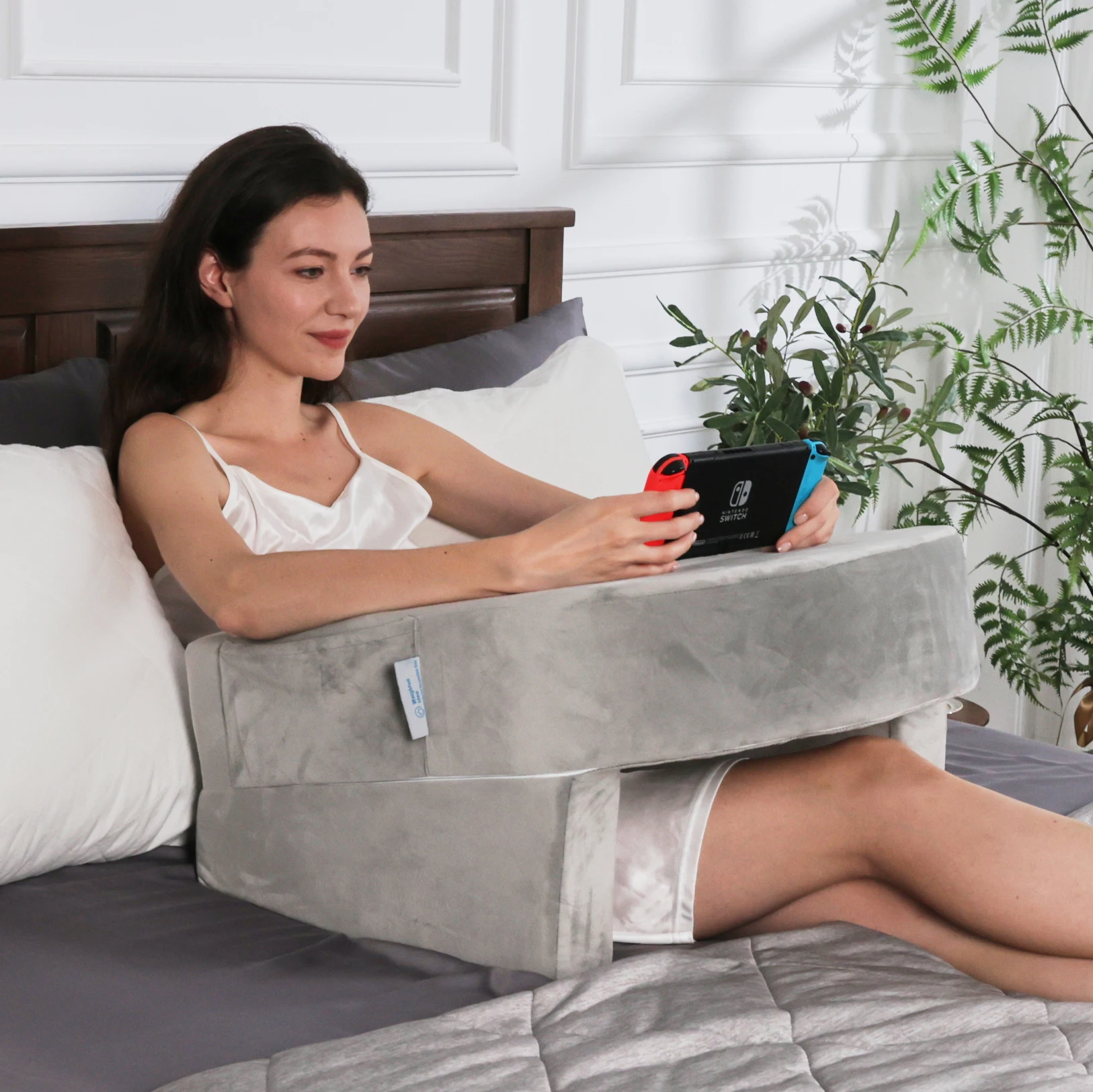 35D High Density Memory Foam Wedge Arm Rest Pillow Soft Lap Desk Reading Pillow for Gaming Large Husband Pillow