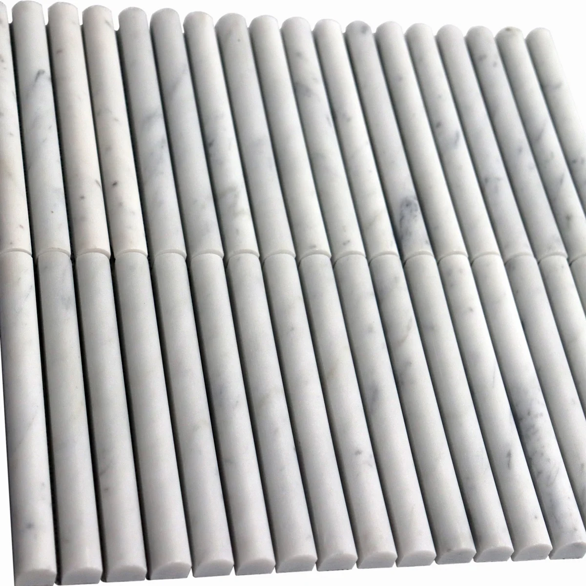 Honed Italy Carrara White Curve Fluted Marble Column Tiles Wall Facade Panel Pencil