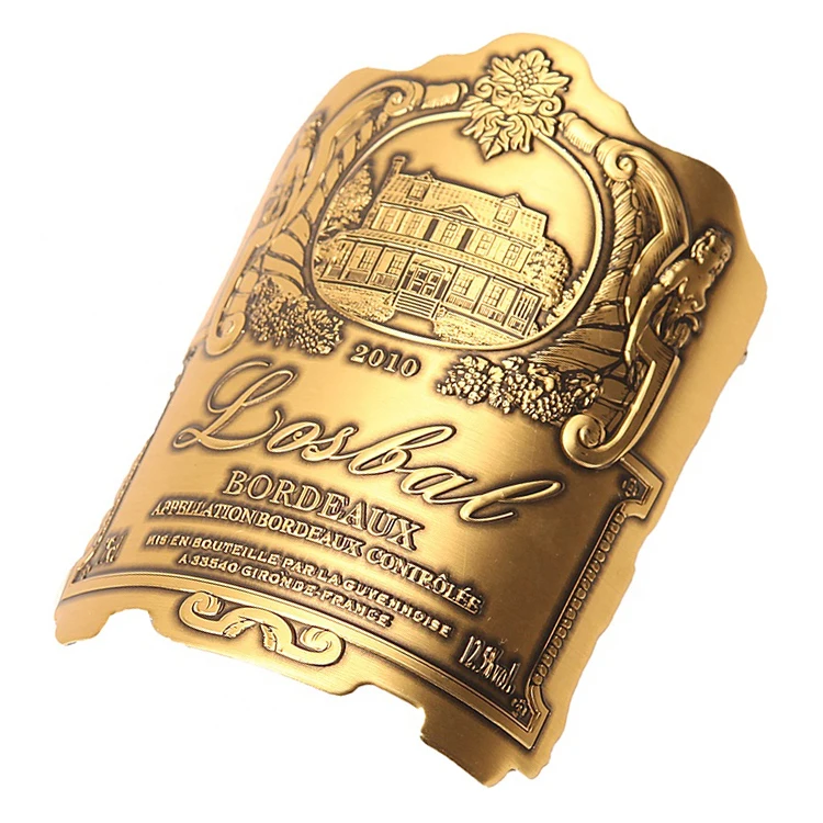New High Quality Luxury Wine Metal Label Plate Decorative Perfume Bottle LOGO Aluminum Sticker Labels wine bottle sticky label