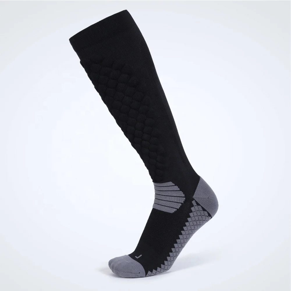 Cushion Shin Pad Football Socks Long Running Compression Socks 20-30mmhg