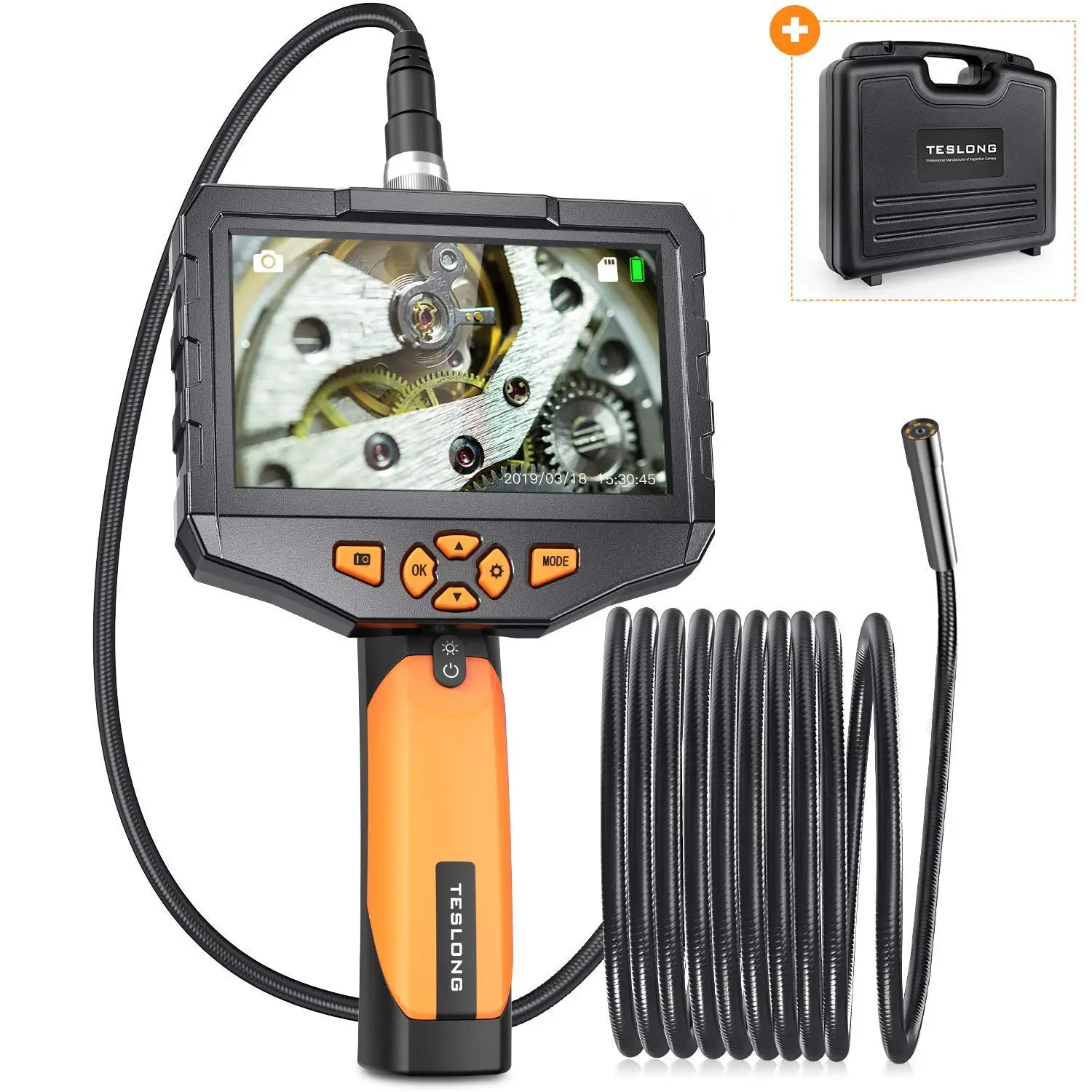 New Product Dual lens with wide angle inspection camera snake flexible waterproof cable with 2600mAh Rechargeable Battery