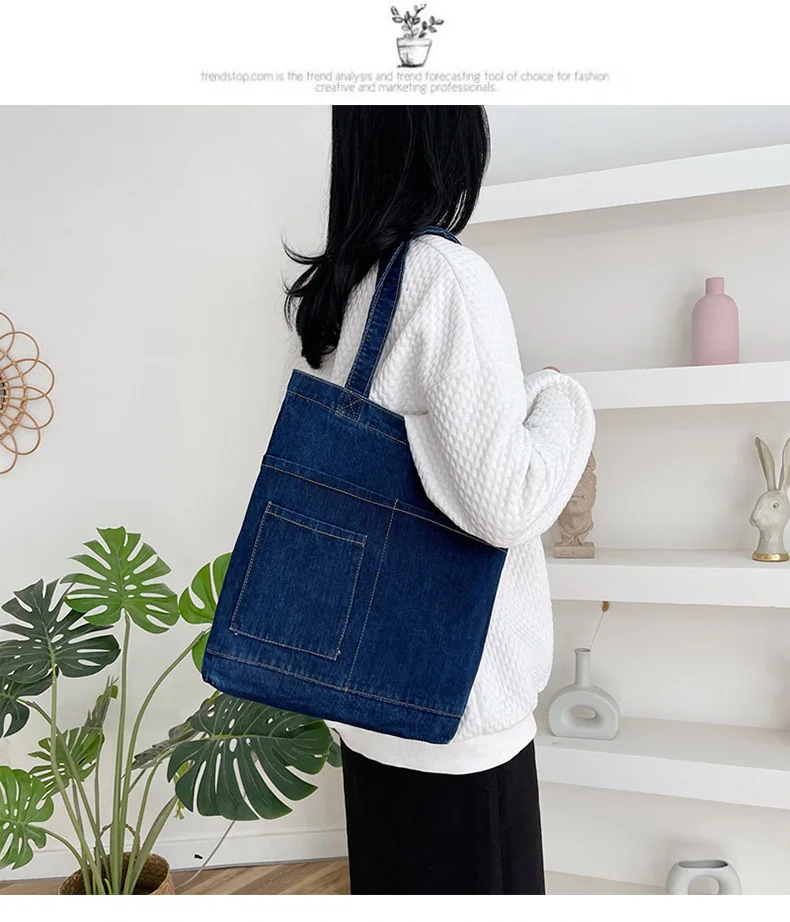 Denim Shoulder Bag for Women Tote Bag Retro Crossbody Bag Large Capacity Purse