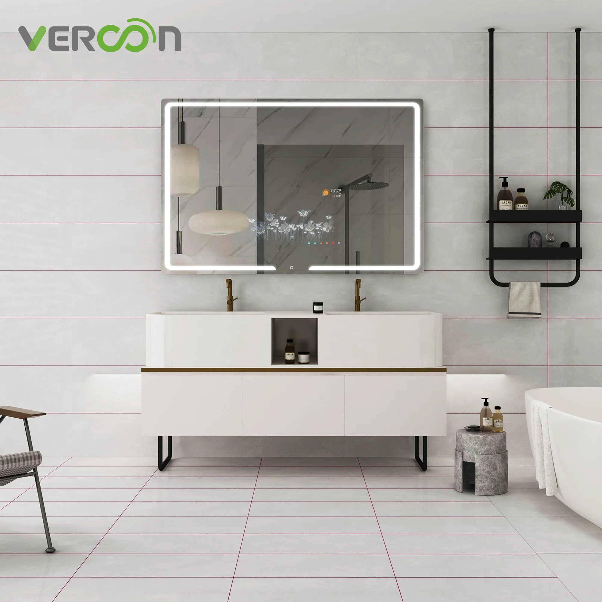 21.5inch smart bathroom mirror LED lighting mirror with Android 11 smart system bluetooth music and video display