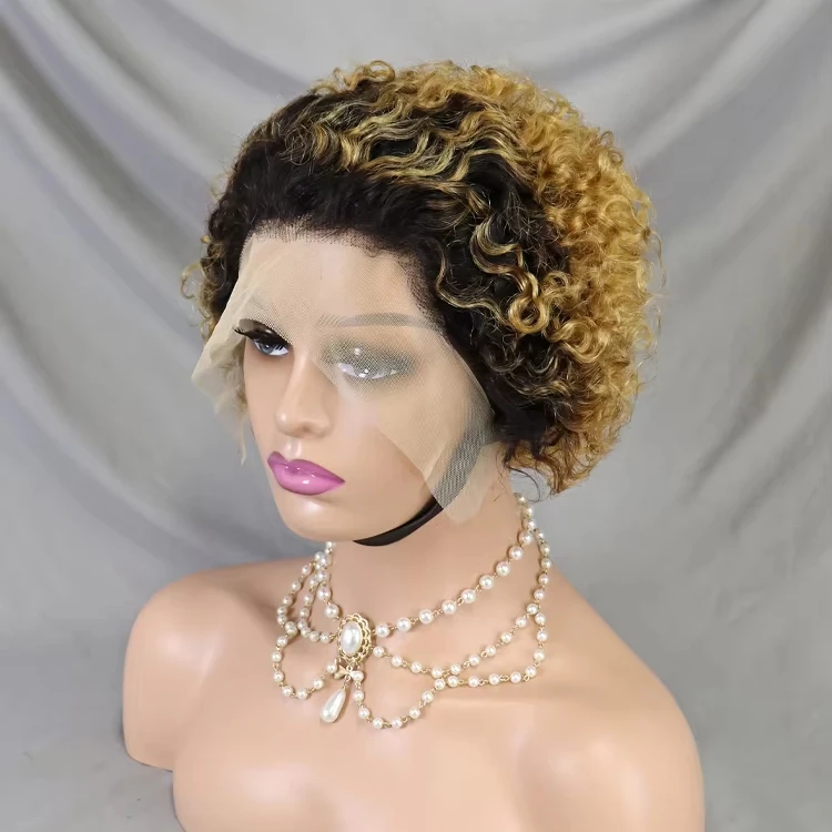 Мона Дешевые 13 х4 кружевные короткие парики с ушками до ушей фронтальные оптом натуральные человеческие волосы кудрявые светлые Пикси