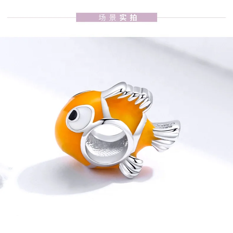 Customized by manufacturer charm silver Clownfish Bracelet Beaded Animal Silver Devil fish Sterling Silver pearls and jewels