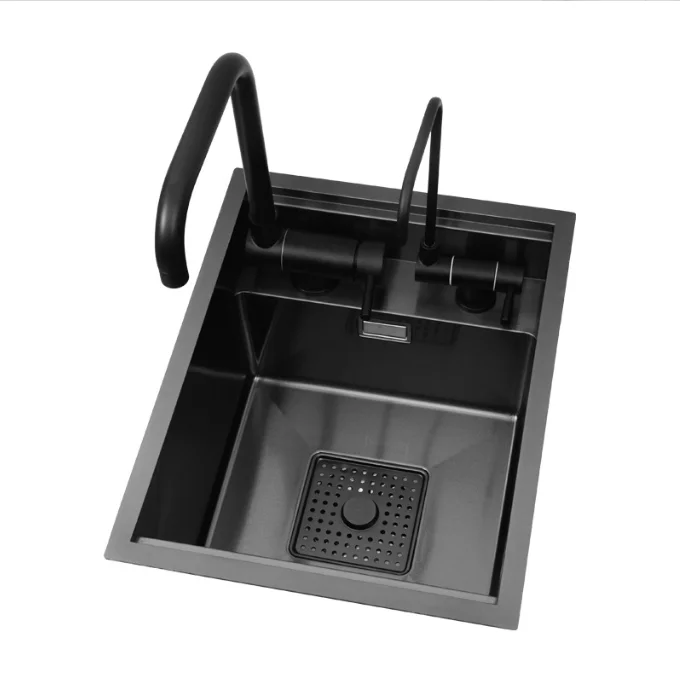 Single Bowl 304 Stainless Steel Black Hidden Kitchen Sink