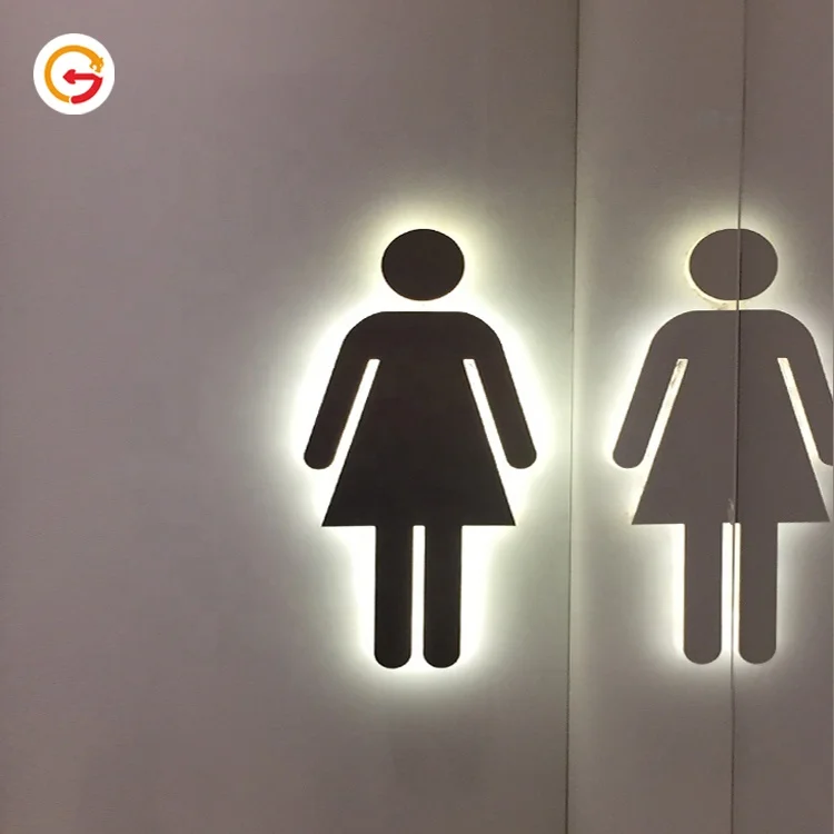 JAGUARSIGN Manufacture Custom Backlit Toilet Signage Illuminated Female and Male Toilet Sign