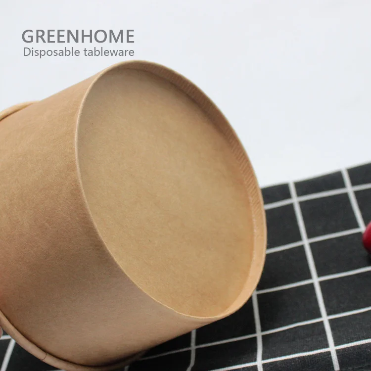 Custom logo printing ECO-friendly compostWholesale High Quality Takeaway  32oz brown paper bowl leak proof for dinner