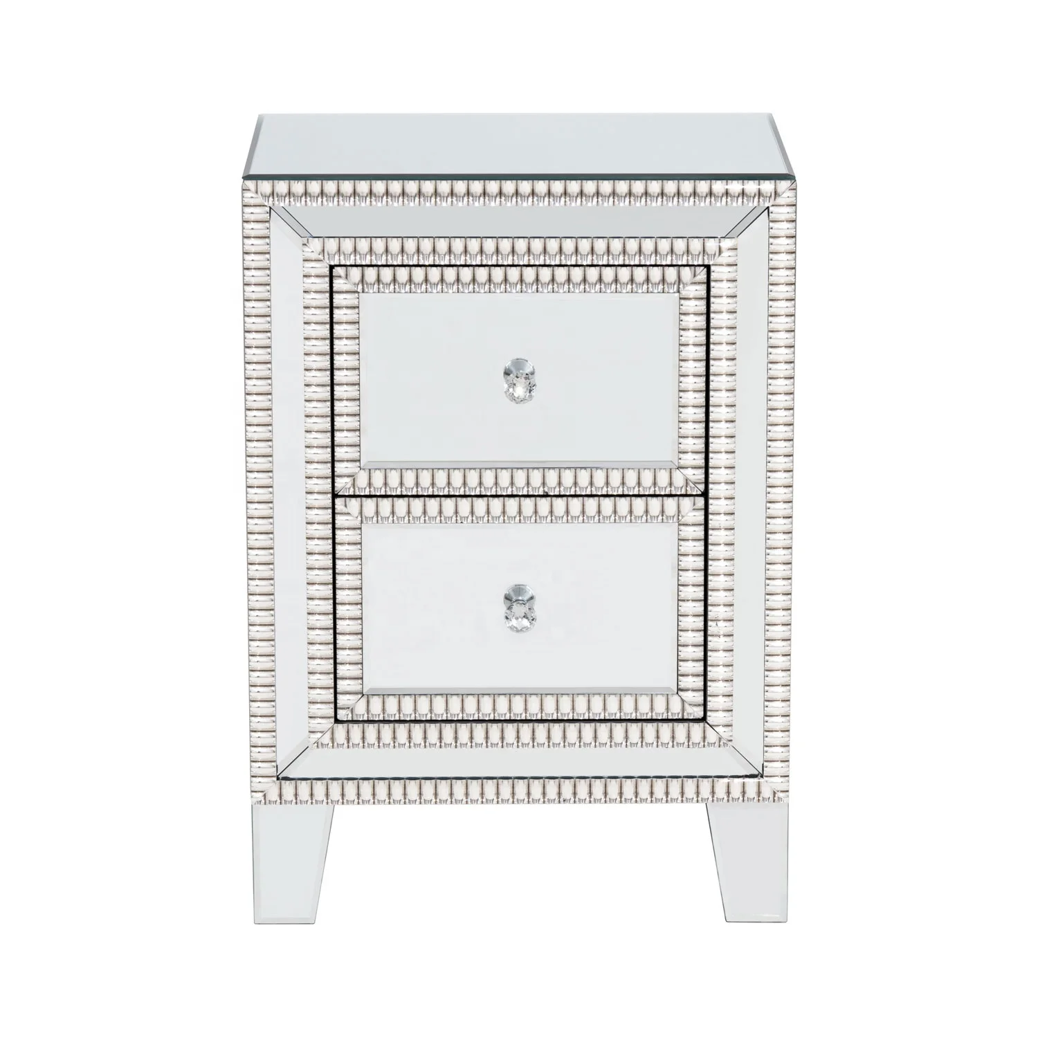 Mirrored Glass Nightstand, Mirrored Luxury Bedside Table, Bedroom Cheaper Nightstand