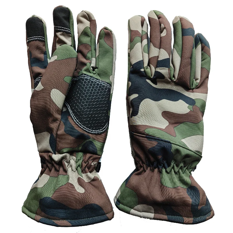 Winter Ski Warm Waterproof Drop Grab Fleece Soft-Shell Leather Shark Mountaineering Outdoor Tactical Gloves For Protection