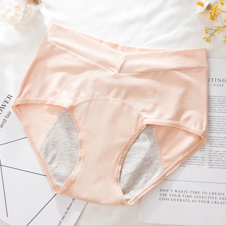 
Pure Color Ladies Cotton High Waist Comfortable Breathable Physiological Briefs panties 