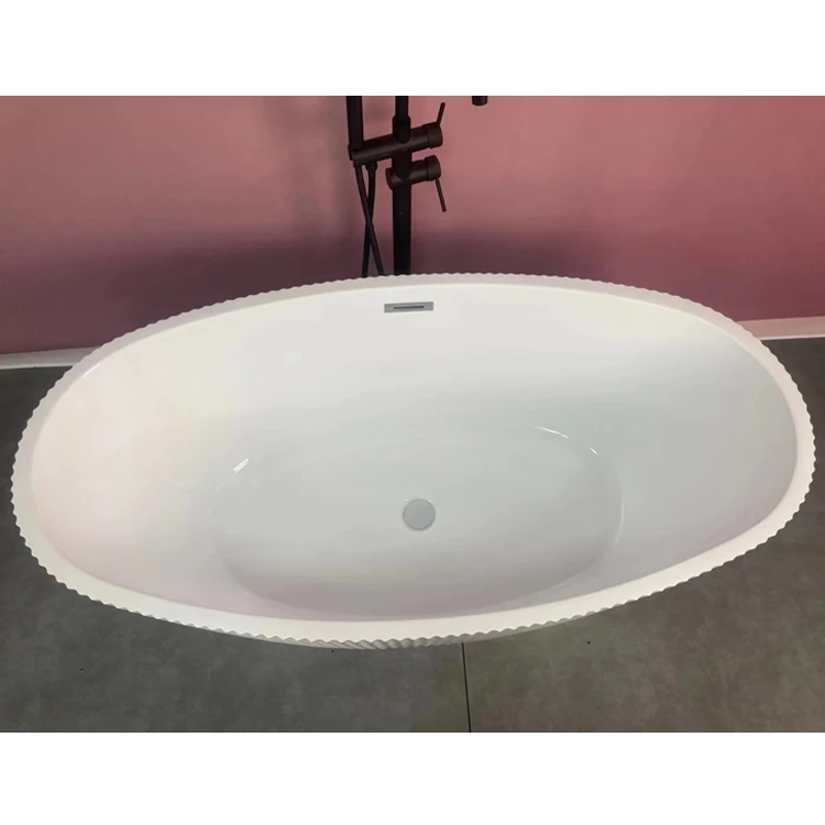 Housen Single Adult Bathtub Customized Logo Acrylic Material Oval Shape 1.5m 1.7m Graphic Design Bathroom Divano Freestanding
