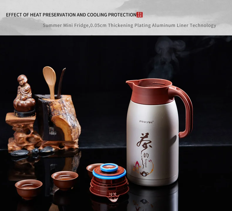 PINKAH private label 1100ML Stainless Steel Double Walled Vacuum Coffee Pot Insulated Jug Thermal tea Carafe with filter