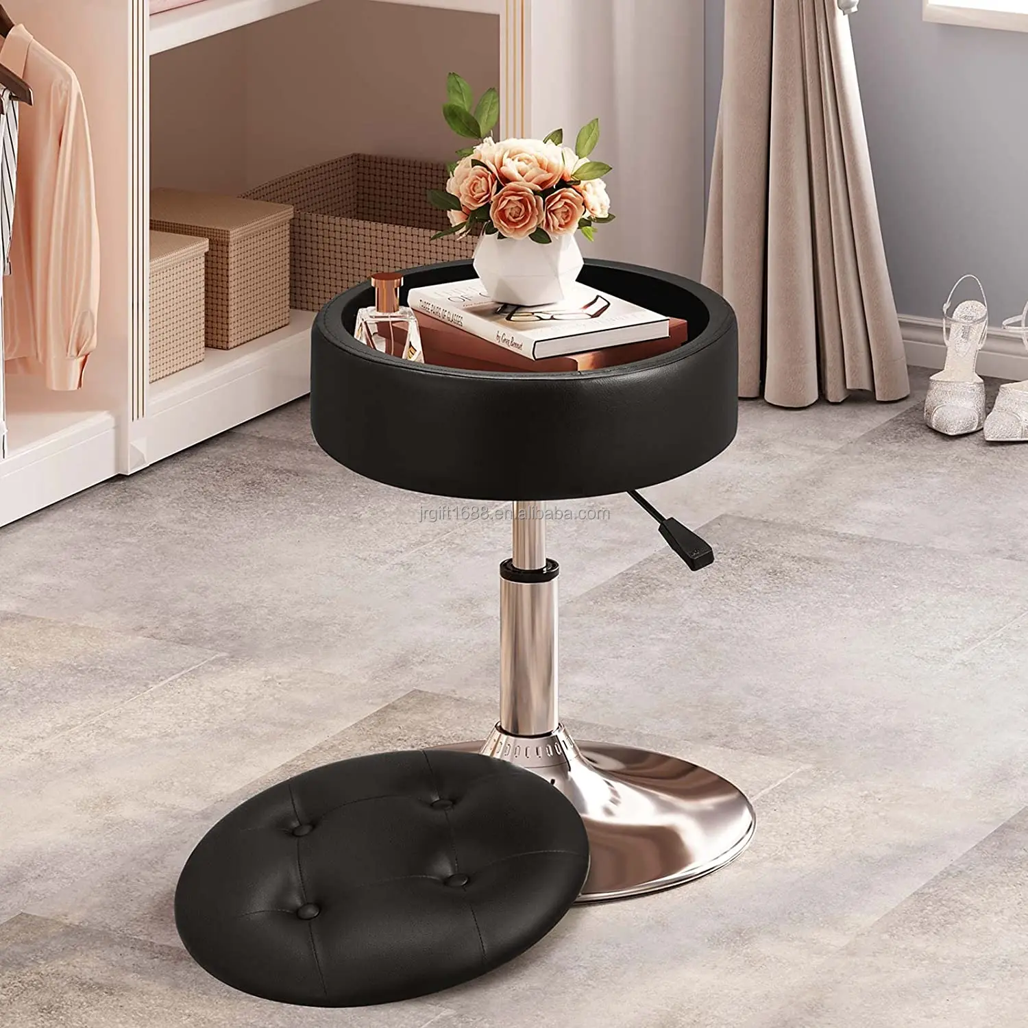 Custom Size Hot Sale Makeup Chairs Adjustable Height Round Stool Revolving Chair