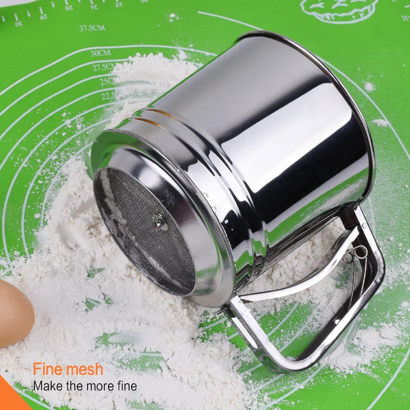 Mesh Sieve Cup Hand-pressed Bake Tool Flour Sifter Stainless Steel Handheld Flour Screen Baking Sifter