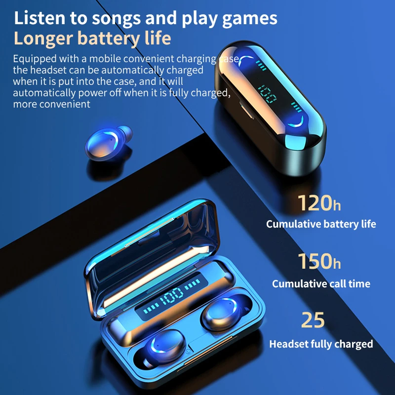 TWS-стереонаушники F9 5c с поддержкой Bluetooth 5 0 и защитой от