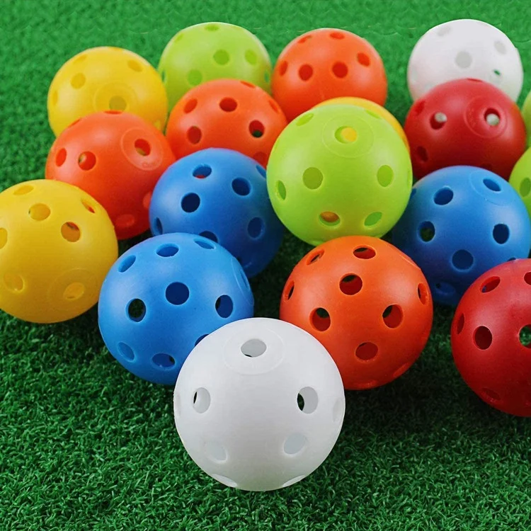 Colorful Plastic Golf Practice Ball Bulk Perforated Hollow Plastic Golf Training Balls