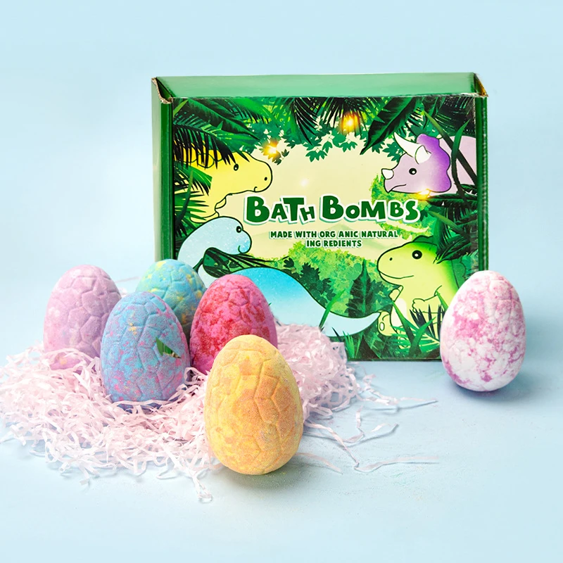 Bath Supplies Factory Customize Plant Fragrance Kids Bubble Dinosaur Egg Bath Bomb with Surprise Inside Dino