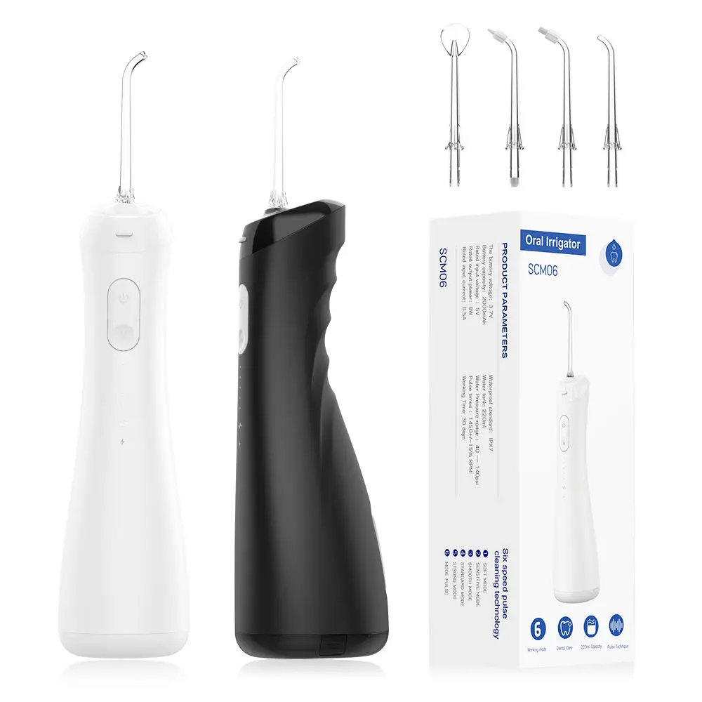 Dental tooth cleaner usb wireless oral irrigation 6 cleaning modes water flosser