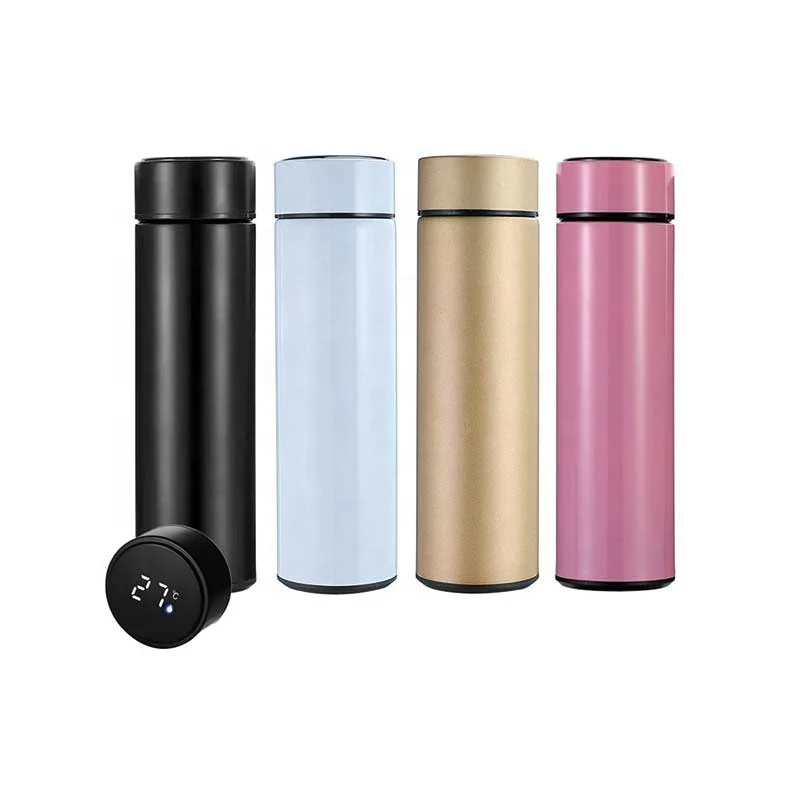 Double Wall Vacuum Insulated Tumblers Coffee Thermos 500ml Stainless Steel Smart Water Bottle with LED Temperature Display