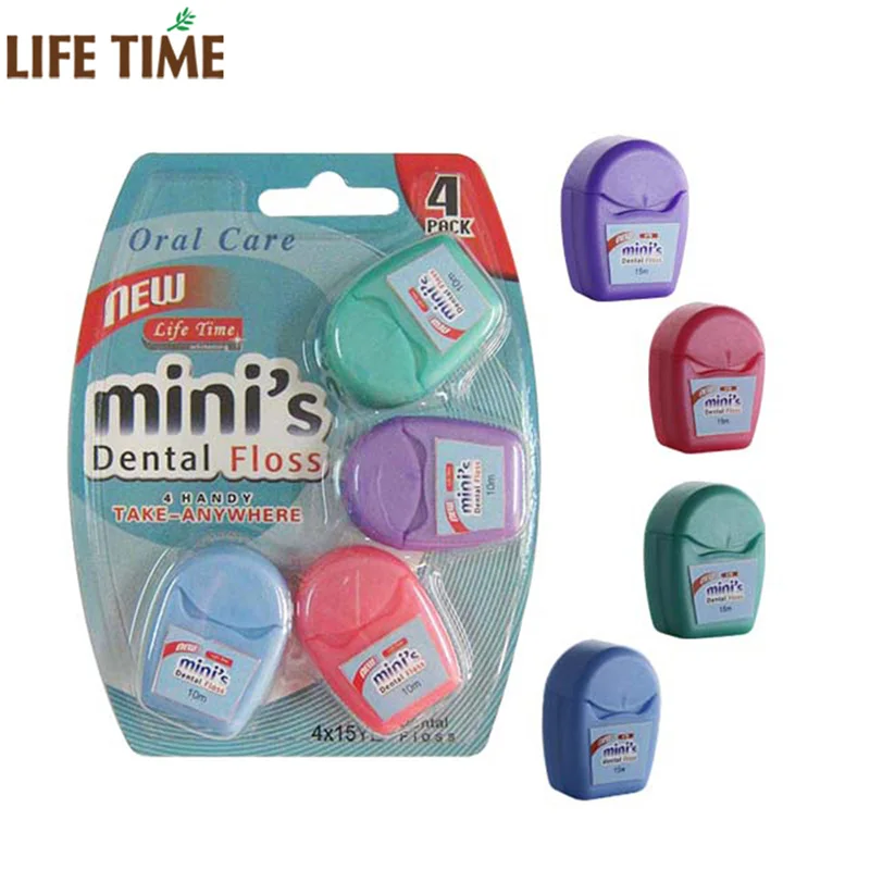 Travel pack dental floss set colorful 10m 15m mini dental floss fashion mini dental floss