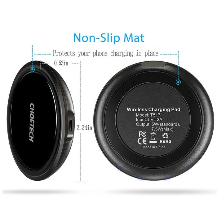 Прямая поставка CHOETECH лучшее качество быстрое Micro USB 5 Вт 7 10 15 Qi универсальное беспроводное мобильное зарядное