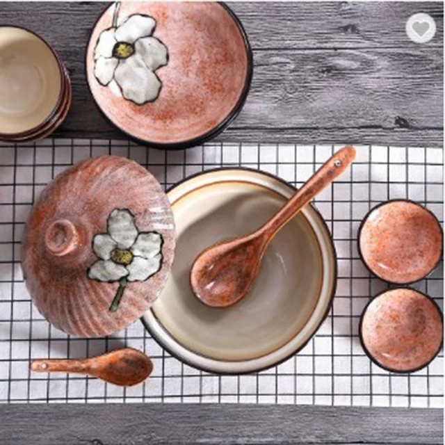 Orange pattern ceramic plate Colorful Steak Plate Colorful Glazed Fruit Salad Plate Hotel ceramic tableware series