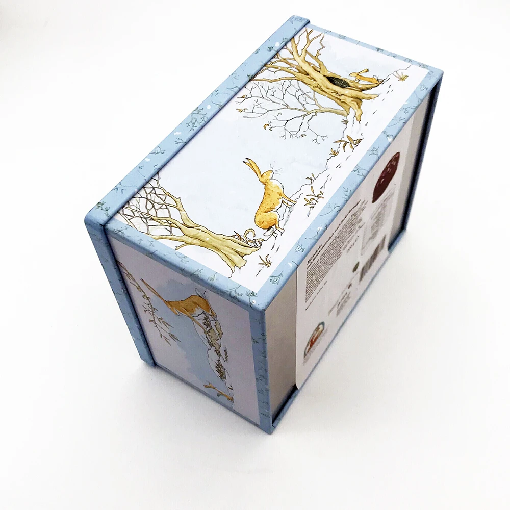 Easter Rabbit Fancy Chocolate Tin Box Right Angle Rectangle Metal Tinplate with Logo Print for Food Candies Cookies