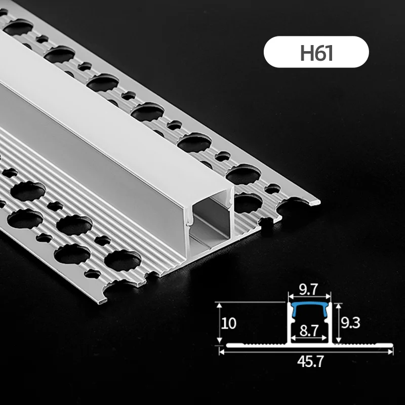 H61 Customization 1m 2m 3m Led Aluminum Profile Channel recessed Drywall Gypsum Plaster Aluminium Profile