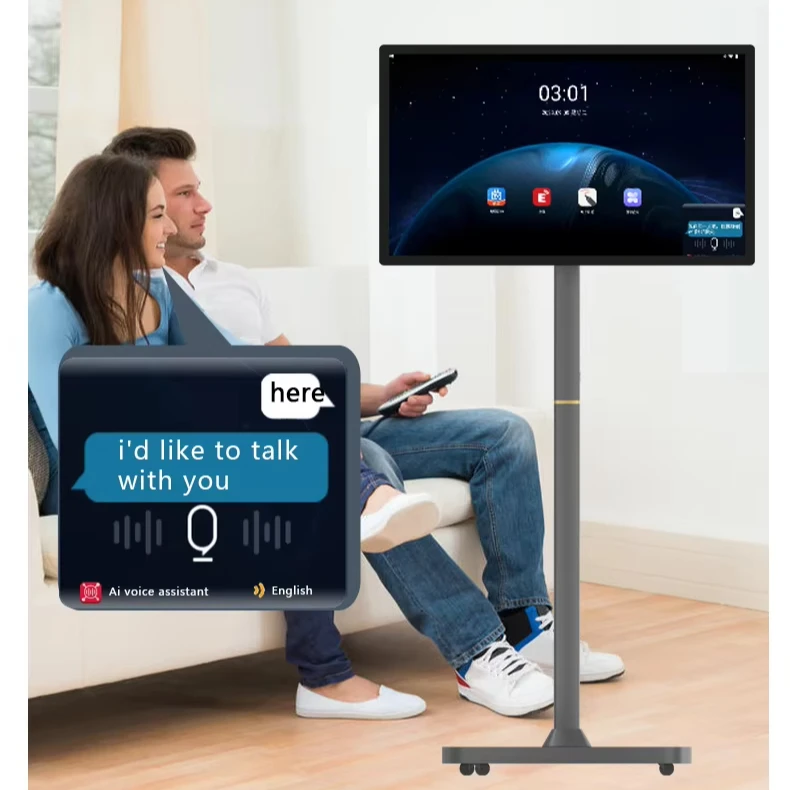 CNS-215MSD 2024 hot sales 21.5' 23.8'  32'  High Brightness Monitor Large Smart BestieTV Stand Tv Follow By Me Portable tv