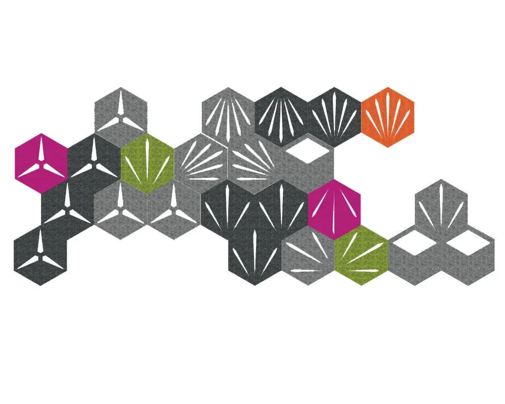 
Set of 6 Hexagon Felt Pin Board Self Adhesive Bulletin Memo Photo Boards Colorful Foam Wall Decorative Tiles with 6 Pushpins 