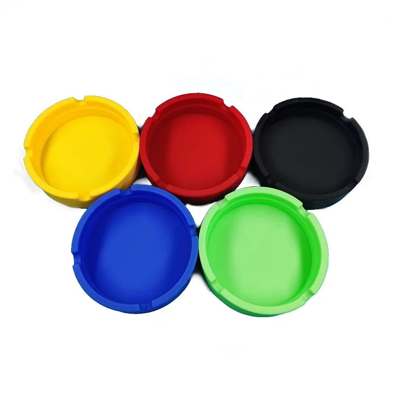 factory Creative Portable Rubber Silicone Round Ashtray Durable Soft Eco-Friendly Ashtray Ash Tray Holder Colors Home Supplies
