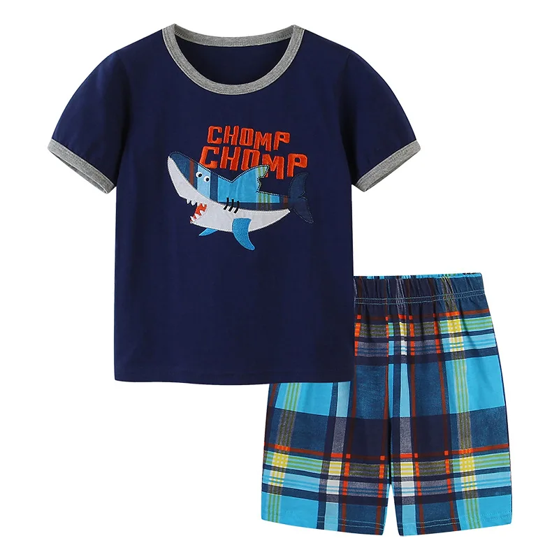 Wholesale animal design boys 2 pieces outfits clothing sets kids boys clothes sets