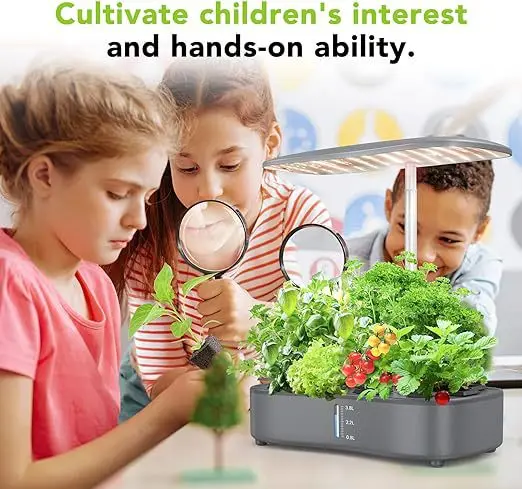 12-Pod Hydroponic Indoor Garden System with LED Grow Lights, Height Adjustable Planters, and Auto Timer for Herbs and Plants