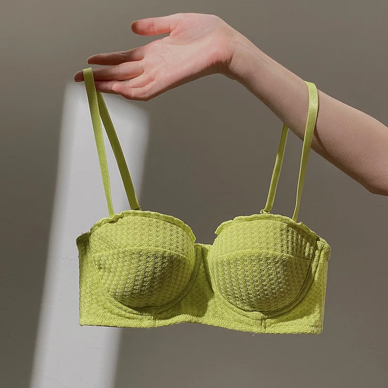 Cotton Underwear Women Top Bra Wireless Gathered Comfort Push up Bralette Seamleass Bras Adults Crocheted Plain Plain Dyed 2pcs