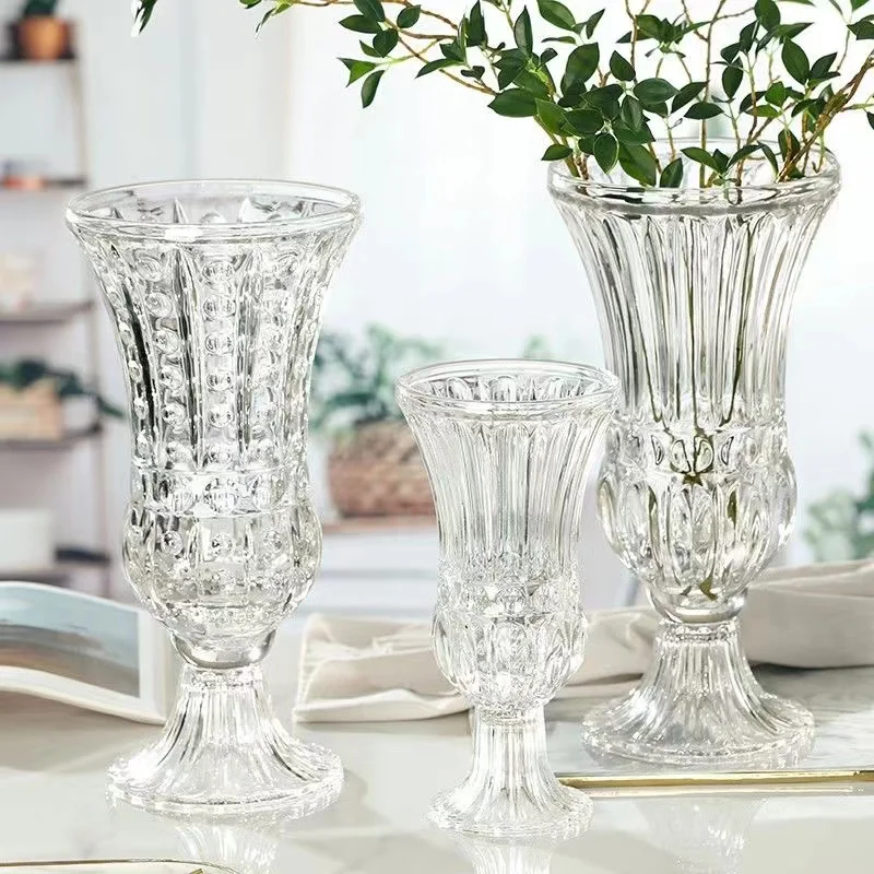 wholesale new  tall cone clear glass vase custom tall glass vases for wedding centerpieces