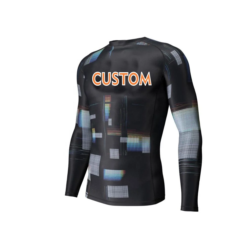 Custom Sublimation Spandex Surf Shirt Design Your Own Compression Mma Bjj Rash Guard