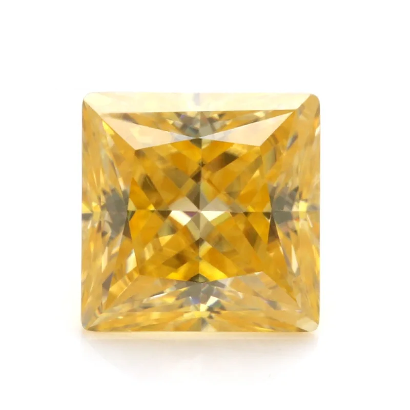 moissanite diamond synthetic square champagne gold yellow princess cut loose moissanite stone