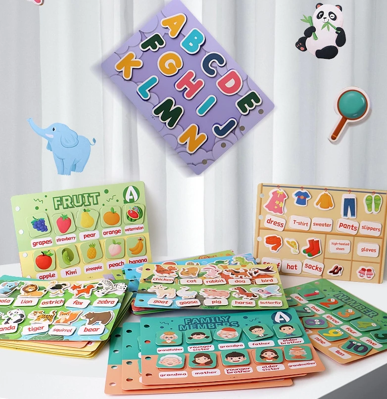 20 тем детские книги для дошкольного обучения Монтессори довольно книжные английские буквы/фрукты/транспортная загруженная